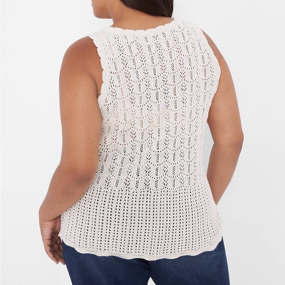 Lane Bryant Sleeveless V-Neck Pointelle Sweater Size 14/16 - Picture 8 of 11